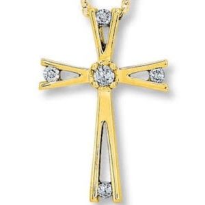 Diamond Cross Necklace 1/10 ctw Round-cut 10K